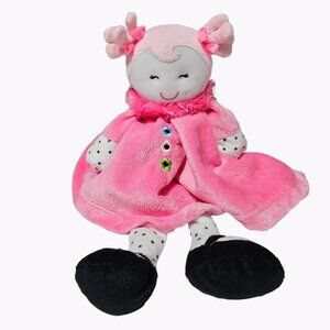 Baby Starters Lovey 12 Inch Soft Doll Pink Pigtails Rattle Security Blanket